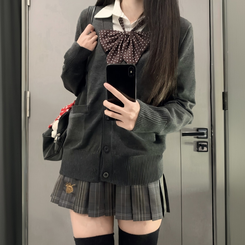 【Lidong】Japanese Jk Style Skirt Cardigan Sweater Original Authentic Half Skirt Preppy Style Versatile School Style Short Skirt 【Lidong】Japanese Jk Style Skirt Cardigan Sweater Original Authentic Half Skirt Preppy Style Versatile School Style Short Skirt