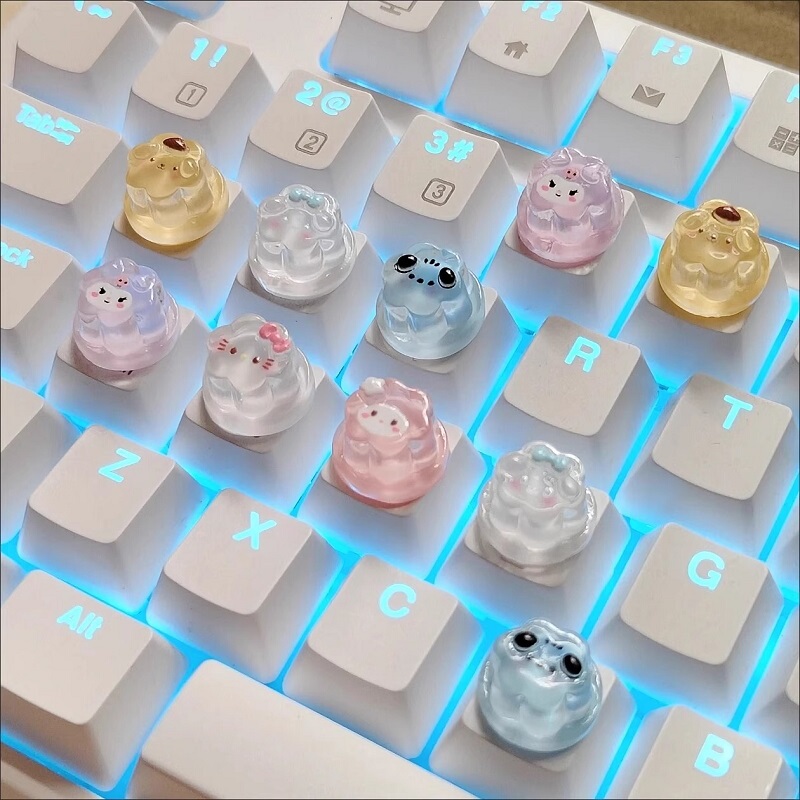 Nail Art Typing Tool for Long Nails, Gaming Aid, Height-Increasing Stickers, Nail Art Keycaps That Don'T Damage the Keyboard, Cute Cartoon Design