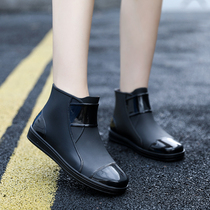 Glint Fashion Rain Shoes Woman Short Drum Warm Waterproof Non-slip Light Rain Boots Kitchen Abrasion Resistant Midcylinder Working Water Shoes Man