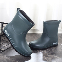 European and American rain shoes mens midbarrel anti-slip waterproof fashion rain boots Garnished wear rubber shoes Kitchen Car Wash Fishing Shoes