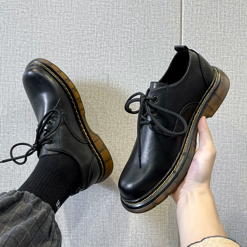 INS Martin Shoes Men's Low British Style Retro Black Leather Korean Version универсальная высокая высокая высока