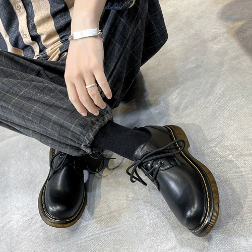 INS Martin Shoes Men's Low British Style Retro Black Leather Korean Version универсальная высокая высокая высока