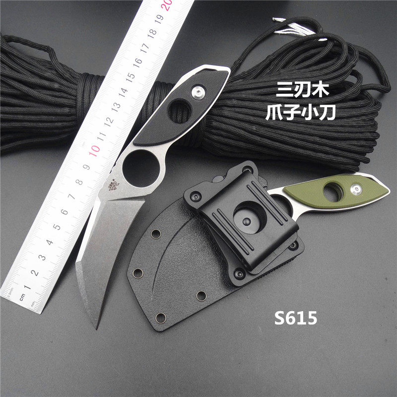 Triple-edged wood s615 OUTDOOR SURVIVAL STRAIGHT KNIFE CLAW KNIFE Body-proof weapon Field begging for raw knife G10 shank hunting knife hanging body knife