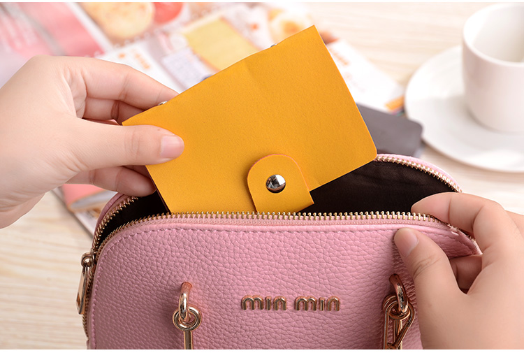 Chủ sở hữu thẻ da cừu Meng Mengjia khóa da màu kẹo giữ thẻ 24 vị trí thẻ nhà sản xuất giá trị ví chanel