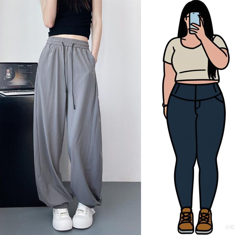 Plus-Size Women's Summer Jogger Pants, Large Size, Thin, Loose, Soft, Jazz Dance Lantern Pants
