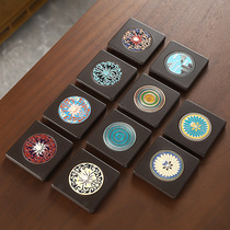 Jingtai Blue Electric Wood Kongfu Tea Cup Mat Tea Course Tea Set for spare parts square anti-burn and heat insulation mat Japanese style small bowl cushion