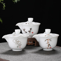 Hand grab pot single pot tea bowl anti-scalding hand three talents cover bowl fast customer cup large single ceramic kung fu tea set