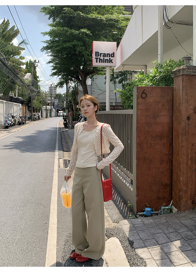 Tuuuh комплект из двух предметов: кардиган с длинными рукавами и топ без рукавов с круглым вырезом, кремовый цвет с мелким цветочным принтом для девушек