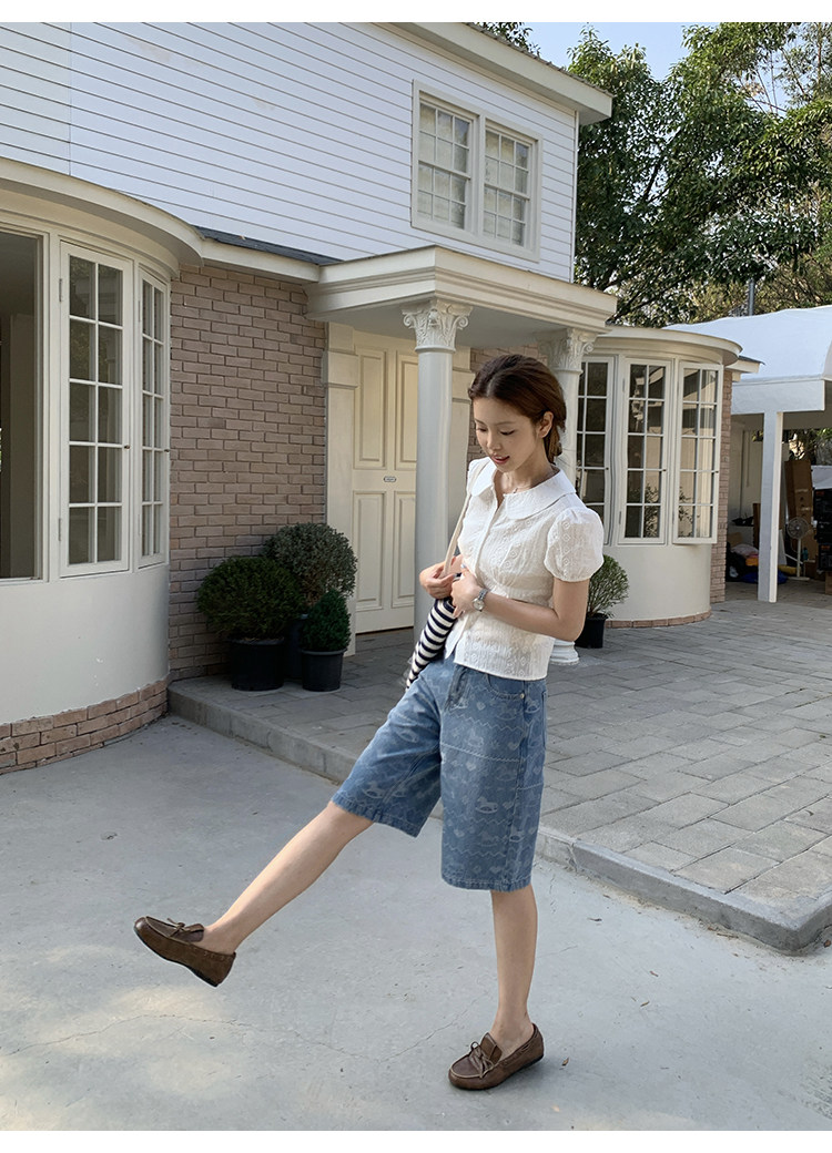 Tuuuh джинсовые шорты-капри женские весна-лето ретро широкие стройнящие повседневные брюки 2026 новинка