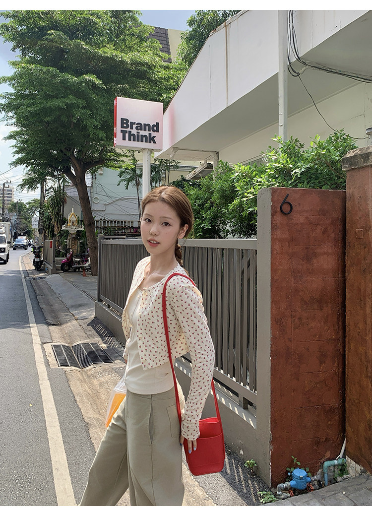 Tuuuh комплект из двух предметов: кардиган с длинными рукавами и топ без рукавов с круглым вырезом, кремовый цвет с мелким цветочным принтом для девушек