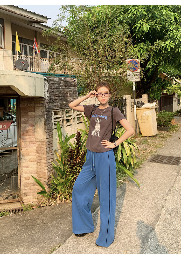 Tuuuh футболка женская с принтом собачки свободная с коротким рукавом 2026 летняя новинка американский ретро стиль