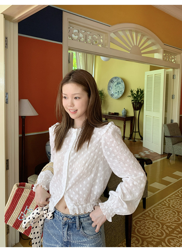 Tuuuh рубашка женская с французским кружевом круглый вырез длинный рукав весенняя новинка блузка базовая