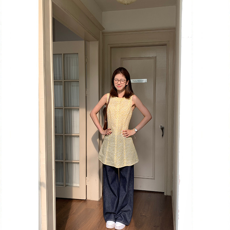 Tuuuh летнее платье-сарафан без рукавов с цветочным принтом в корейском стиле