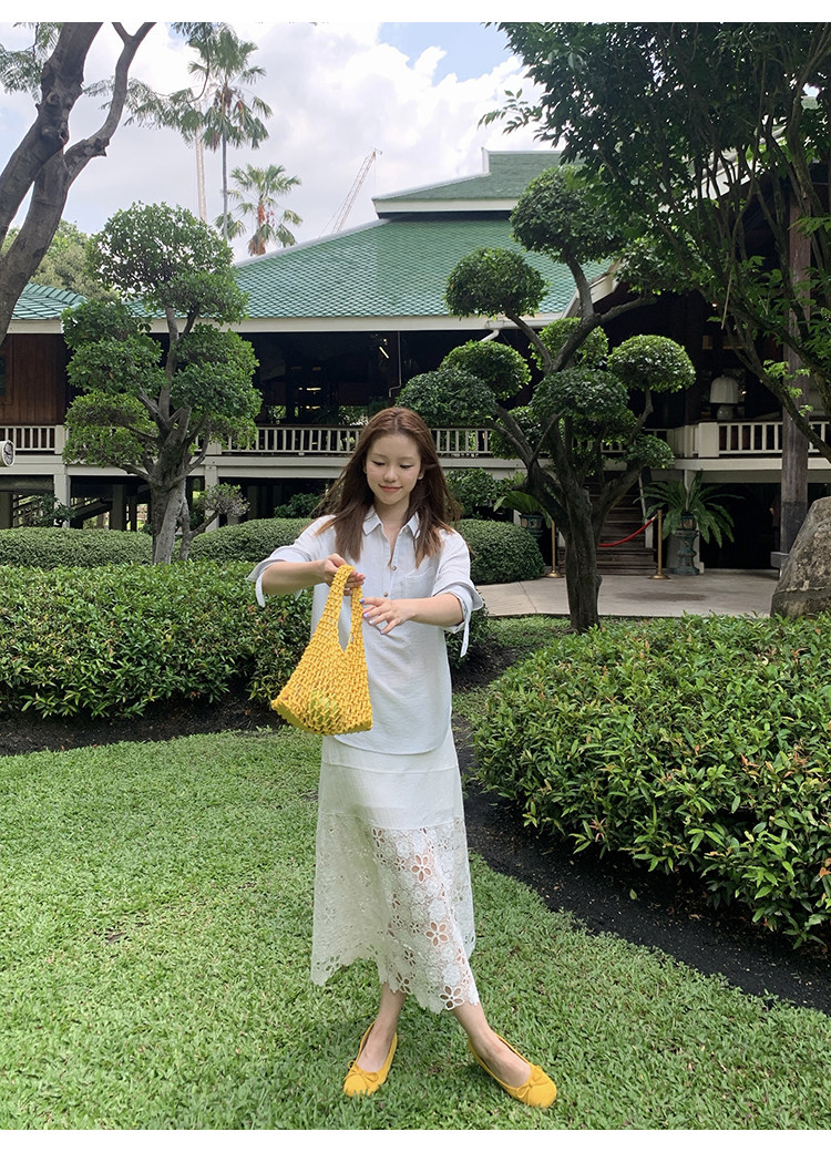 Tuuuh юбка полусолнце женская с высокой талией средней длины А-силуэт молочно-белая с кружевными цветочными вставками