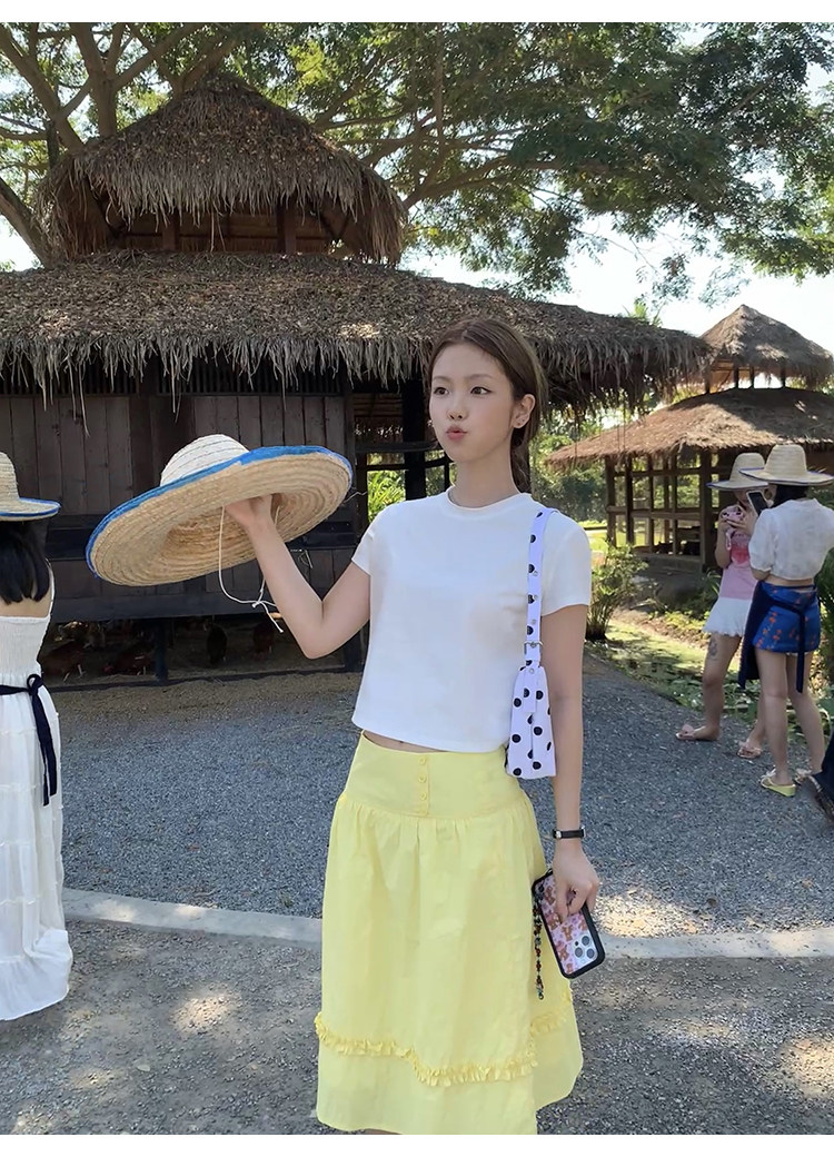 Tuuuh желтая юбка женская в стиле милых девочек весна-лето новая корейская универсальная стройнящая юбка