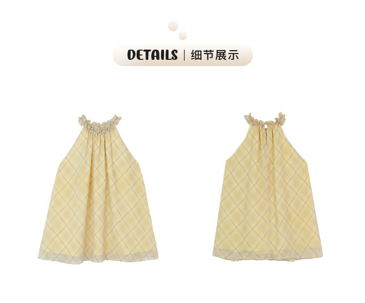 Tuuuh платье женское летнее французское ретро с завязками на шее в клетку свободное универсальное для отпуска