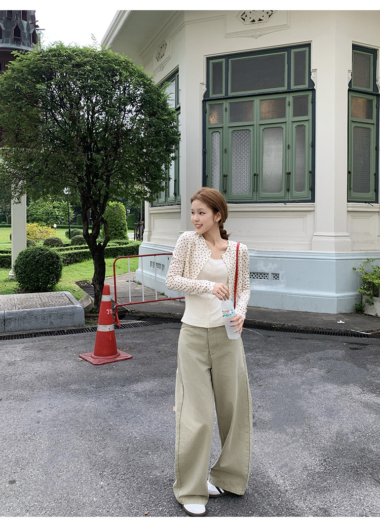 Tuuuh комплект из двух предметов: кардиган с длинными рукавами и топ без рукавов с круглым вырезом, кремовый цвет с мелким цветочным принтом для девушек