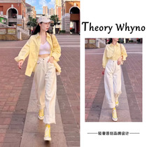 THEORY WHYNO Light luxury and capable temperament womens high-end Hong Kong style fashion professional shirt wide-leg pants suit