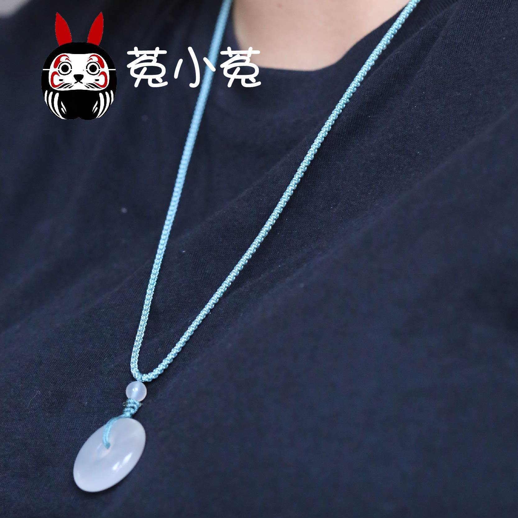 Rabbit Jade Medullary adjustable in the constellation Jade Medullary can be adjusted Ping An buckle pendant Valium Heart God Necklace Wool necklace