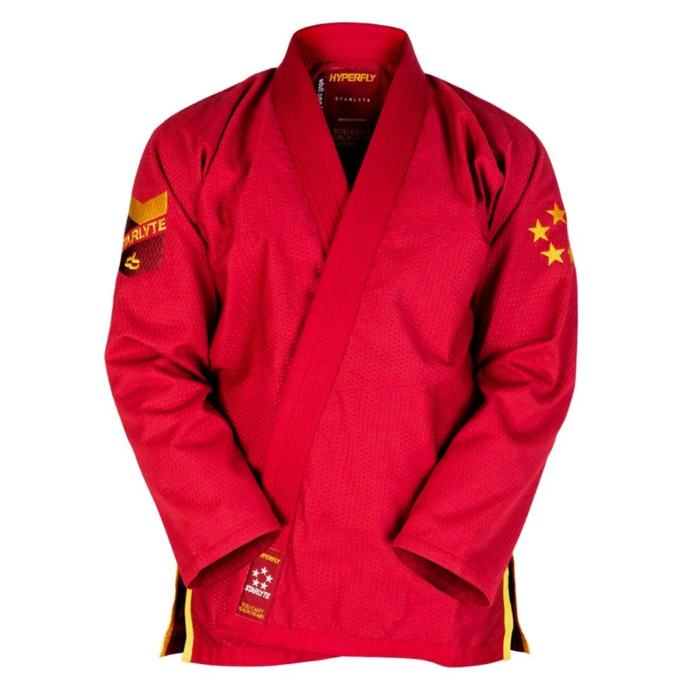 Hyperfly Starlyte Burgundy w Gold Red Brazilian Jiu-Jitsu Costume