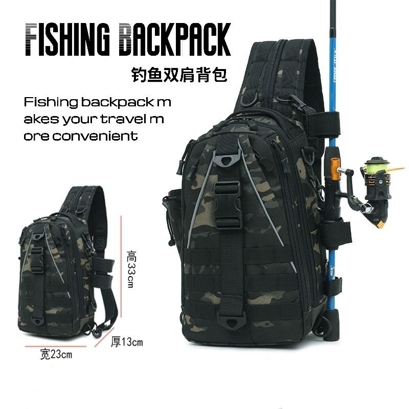 Speaking about Luyalua Pack 2019 new single shoulder multi - functional fishing pack chest fishing large capacity camouflage backpack