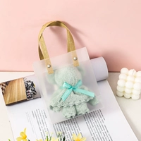 Матовое зеленое полотенце, с медвежатами, 30×30см