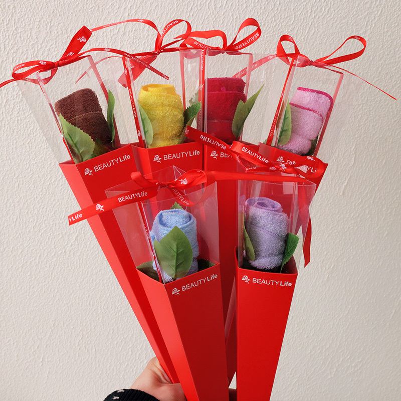 Mother's Day Rose Flower Teacher's Day Creative Towel Flower Single Piece Company Gift for Clients and Employees Practical Gift Mother's Day Rose Flower Teacher's Day Creative Towel Flower Single Piece Company Gift for Clients and Employees Practical Gift