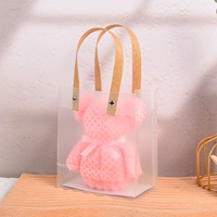 Розовое матовое полотенце, с медвежатами, 30×30см