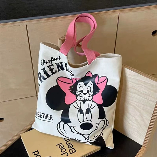 Шоппер, мультяшная вместительная и большая льняная сумка, сумка на одно плечо, подходит для студента