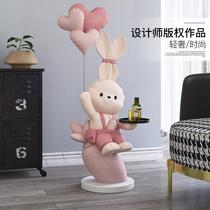 Rabbit large floor-standing ornaments home accessories living room TV cabinet next to the sofa welcome sculpture moving to new home gift