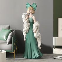 Large floor-standing ornaments next to the TV cabinet in the girls living room light luxury high-end home decorations housewarming gifts