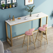 Nordic minimalist rock plate bar table High foot table Home Balcony Dining table Strip Table Milk Tea Shop Café Table