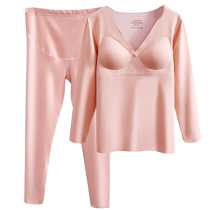 Shefen Maternity Autumn Clothes and Autumn Pants Set Autumn and Winter No Underwear Warm Pajamas Pregnancy German Velvet Winter Nursing Tops