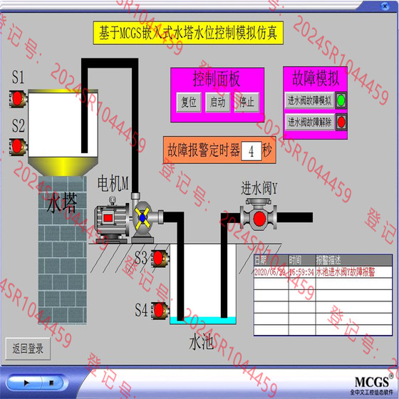 Mcgs Embedded Water Tower Water Level Control Simulation Model, Water Tower Water Level Control Simulation Mcgs Design by Wen Hao