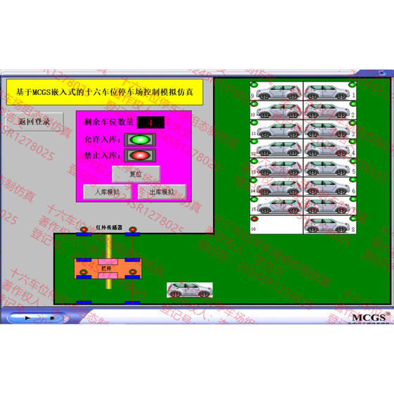 Mcgs Embedded Intelligent Parking Space Control Simulation for 16 Parking Spaces Mcgs Embedded Wenhao Design
