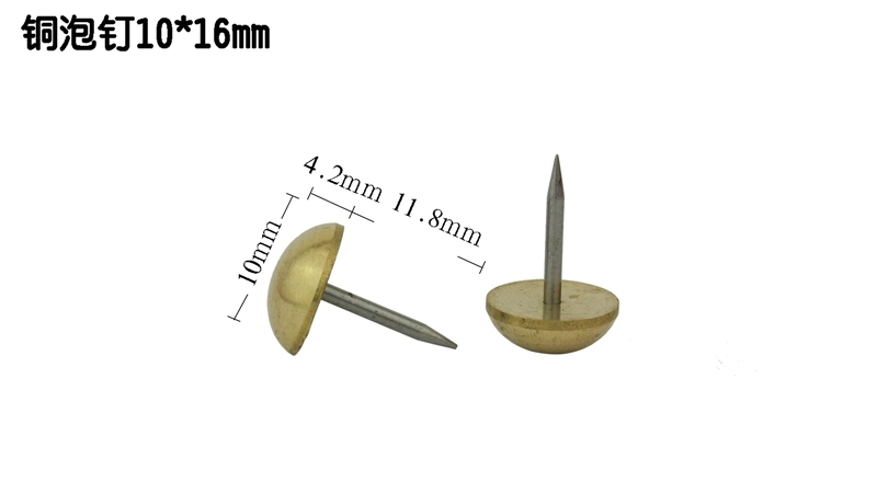 10 * 16mm rắn đồng thau đồng stud pin sofa Nails Nail Nail dập tròn bong bóng đồng móng tay - Ghế sô pha