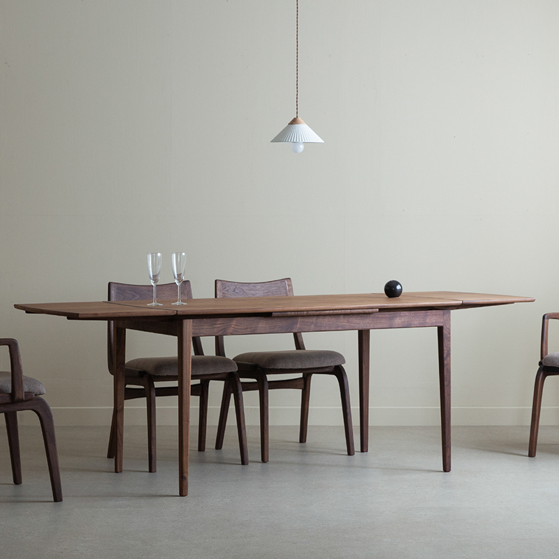 North American Black Walnut Solid Wood Retractable Dining Table Log Foldableing Multi-Functional Dining Table Simple and Longable Small Apartment Desk