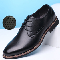 Winter leather shoes men's leather business dress casual shoes British Korean version of wedding shoes groom youth height shoes