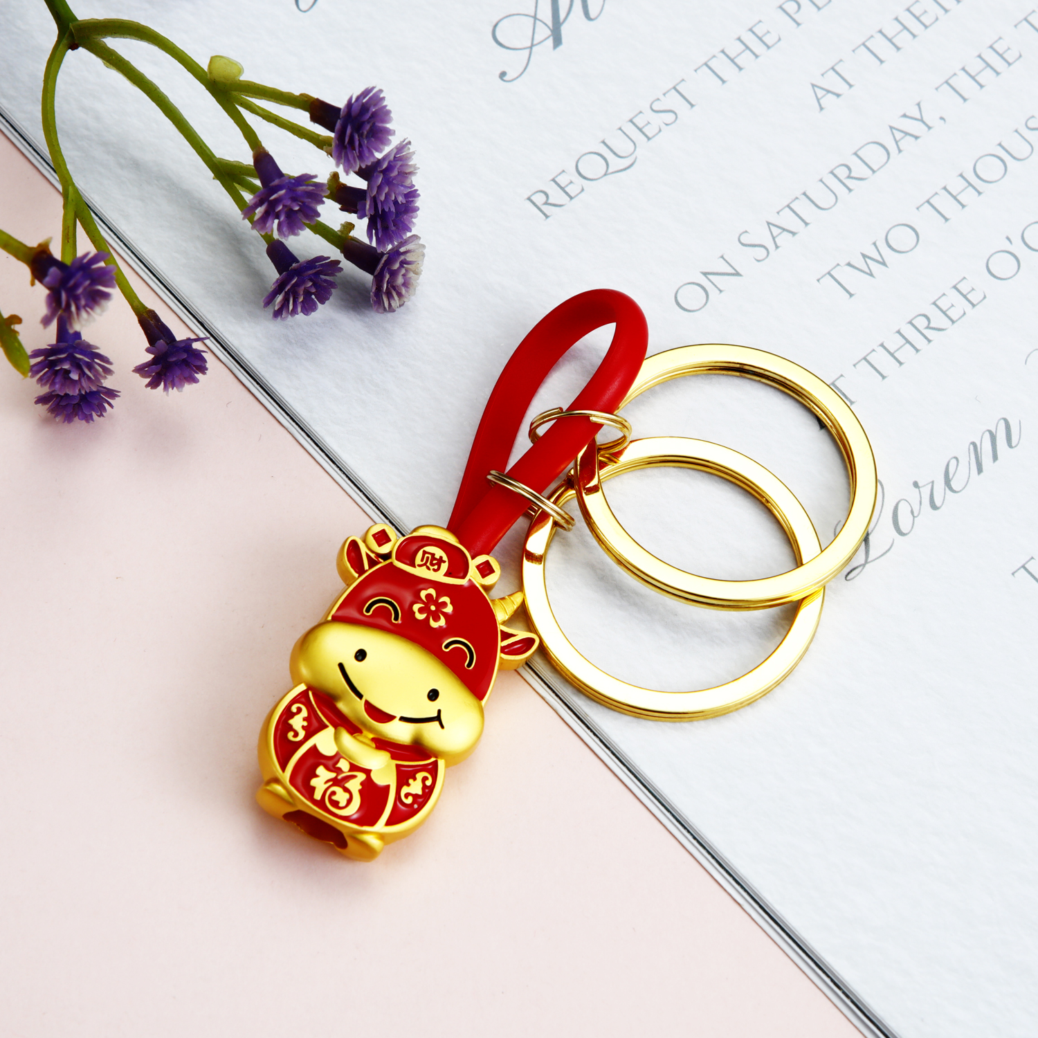 Year of the Ox Souvenir Key Chain Pendant Cute Blessing Fortune Cow Doll Doll Cartoon Key Chain Ring