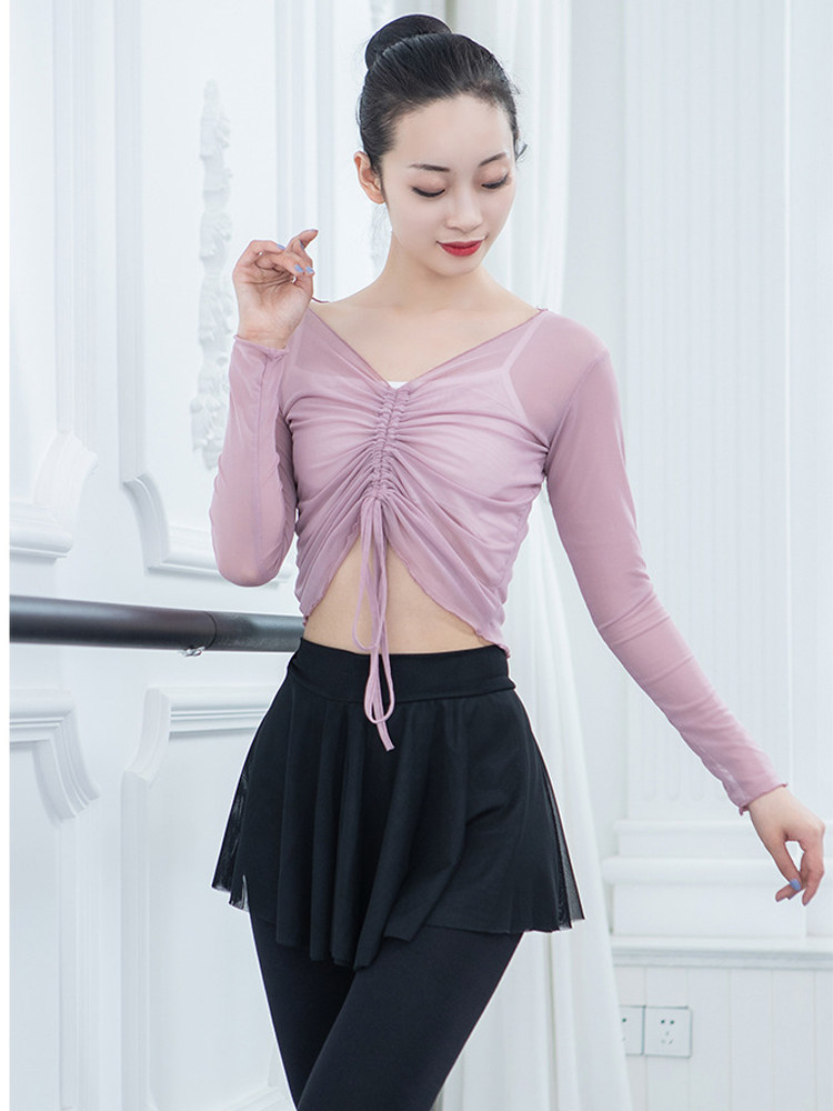 Ballet mesh top classical dance gauze dance practice clothing body rhyme adult body shape clothing art test long-sleeved outer wear
