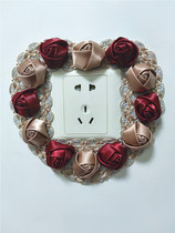 Switch cover modern simple single and double open creative switch sticker cute decorative fabric lace European socket protective cover