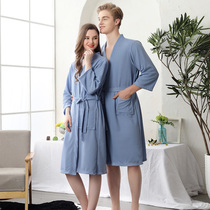 Summer thin waffle bathrobe women Summer absorbent quick-drying bathrobe plus size nightgown couple pajamas women male summer