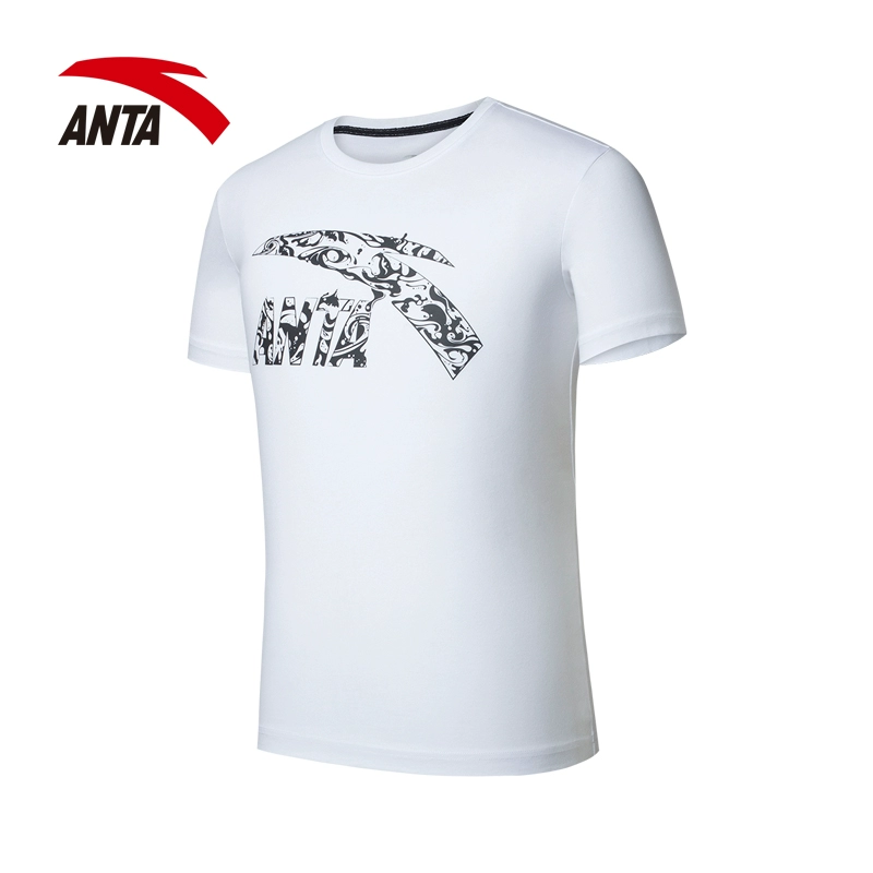 Anta nam ngắn T2018 hè in logo mới cổ tròn đan áo thể thao ngắn tay áo thun thể thao