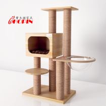 chopin solid wood cat climbing frame imported pine cat rack cat jumping table cat furniture cat nest cat tree Sisal export small