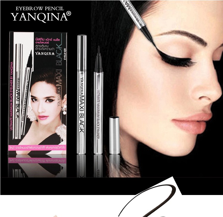 YANQINA Thái Lan kẻ mắt dạng ống bền không thấm nước và không thấm mồ hôi không nở nhanh khô cứng kẻ mắt dạng kem lỏng mới bắt đầu - Bút kẻ mắt kẻ eyeliner cho mắt 2 mí