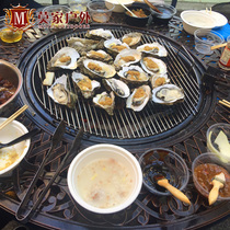  Outdoor tables and chairs Cast aluminum leisure outdoor courtyard balcony terrace Wrought iron household charcoal three-piece barbecue tables and chairs