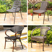  Outdoor chair Leisure courtyard stool Wrought iron coffee milk tea shop backrest chair Dining barbecue outdoor balcony table and chair