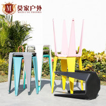 Mojia plastic stool home meeting table and chair stool adult thickened living room Nordic non-slip high stool octagonal stool