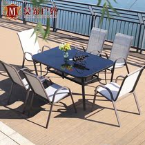 Mojia outdoor courtyard table and chair wrought iron balcony coffee leisure chair milk tea shop outdoor table chair umbrella combination five-piece set