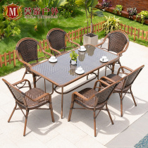 Mojia outdoor rattan table and chair combination outdoor courtyard garden leisure back chair coffee table three-piece set balcony rattan chair